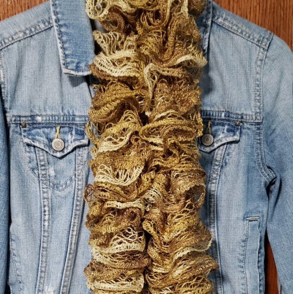 Hand Knitted Ruffle Scarf - Picture 2 of 3